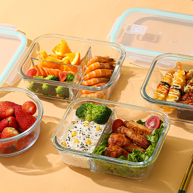 Meal Prep Box - Glas-Frischhaltebox aus hochborosilikathaltigem, hitzebeständigem Glas, mikrowellengeeignet,