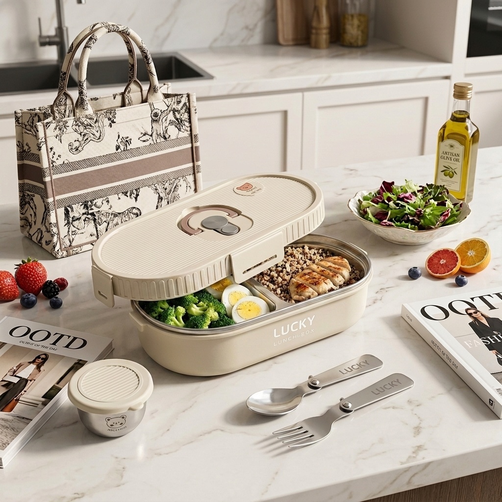 Meal Preparation - Mikrowellengeeignete 304 Edelstahl Bento Lunchbox Set