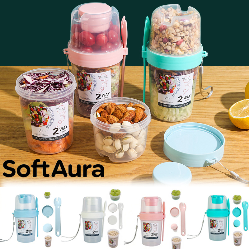 Meal Preparation - SoftAura Frühstücks-Becher für unterwegs, Salatbecher, Joghurt-
