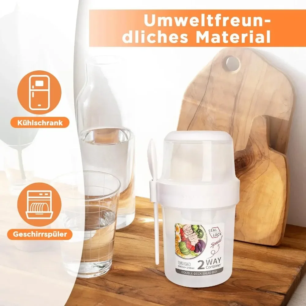 Meal Preparation - Salatbecher, Frühstückstassen, tragbare Lebensmittelaufbewahrung, Bento-Box, Haferflocken,