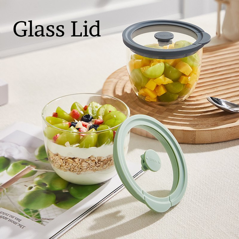 Meal Prep Yogurt Parfait - Glasbehälter für Overnight-Oats mit luftdichtem Belüftungsdeckel,