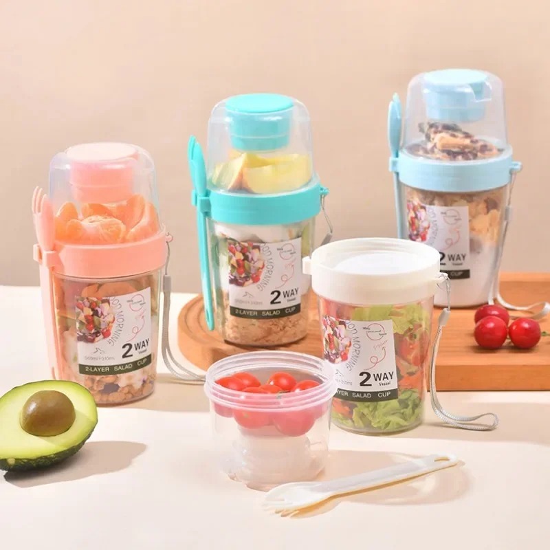 Meal Preparation - Tragbare Salat Tasse Doppel Haferflocken Tasse