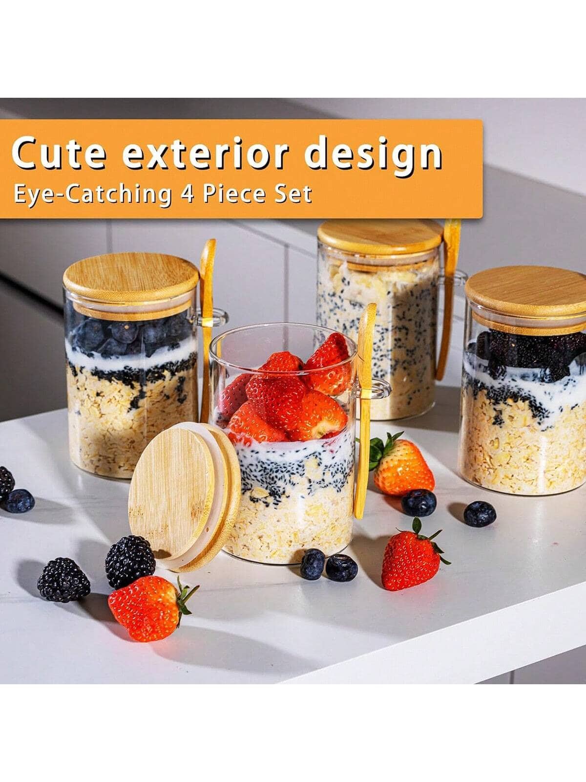 4er-Pack Overnight-Oats-Gläser – Meal Prep Yogurt Parfait Bewertung und Preis